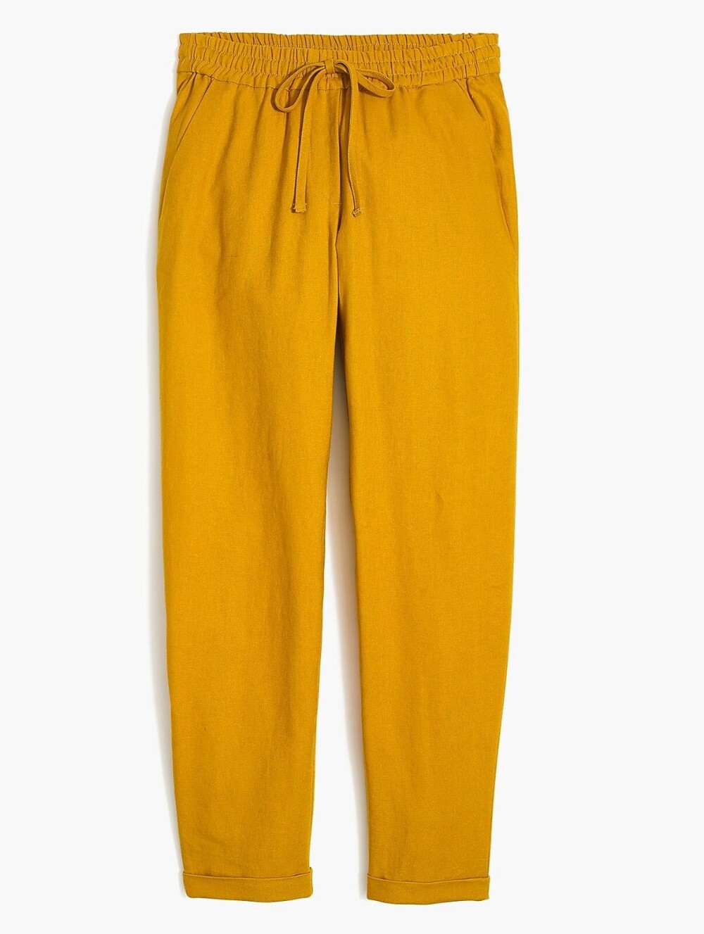 J. Crew Women's Mustard Yellow Linen Cotton Drawstring Pants Size: 10